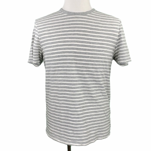 Everlane Gray Striped Short Sleeve Crew Neck Tee